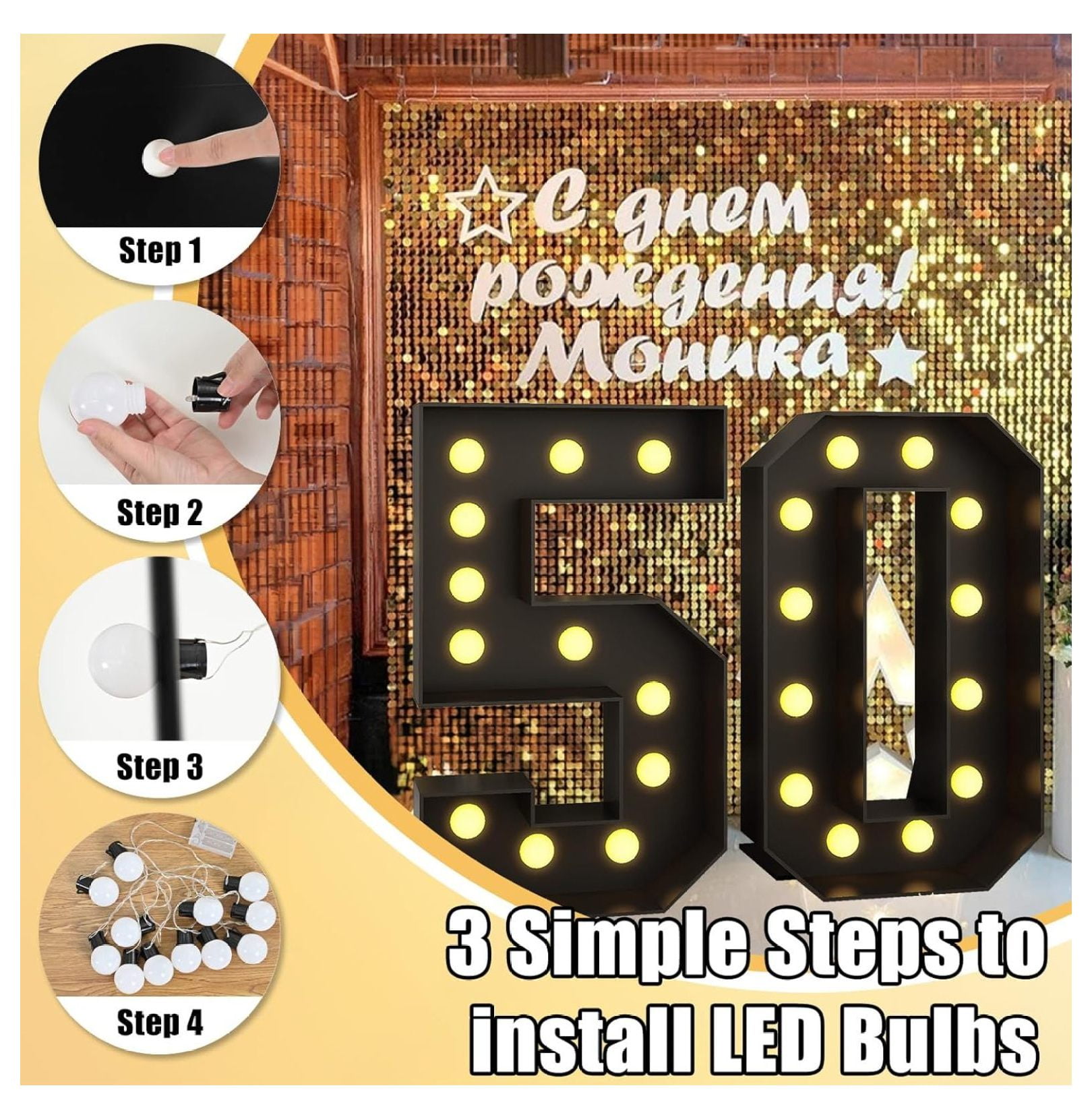 Imprsv Marquee Light Up Numbers 3ft Block Mosaic Numbers Balloons | Tunisia