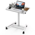 thumbnail image 1 of MPETAPT Bureau pour Ordinateur Portable de 28 Pouces à Hauteur Réglable Assis-Debout avec Roues, Chariot Mobile Roulant Réglable pour Ordinateur Portable Table Basse (Blanc), 1 of 4