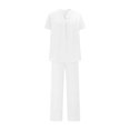 thumbnail image 4 of Gamivast Clothes Under $5.00 Women Two Piece Sets for Women Casual V Neck Short Sleeve Pullover Tops and Wide Leg Pants Lounge Sets Tracksuits White M Previous, 4 of 8