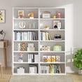 thumbnail image 3 of 6-Tier Open Bookcase and Bookshelf, Floor Standing Wood Display Storage Shelves 71 Inch Tall Bookcase Home Decor Furniture for Home Office, Living Room, Bed Room, White, 2 Pieces, 3 of 7