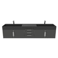 thumbnail image 3 of Castello USA Amazon 84" Black Wood Floating Vanity Black Top and Chrome Trim, 3 of 6