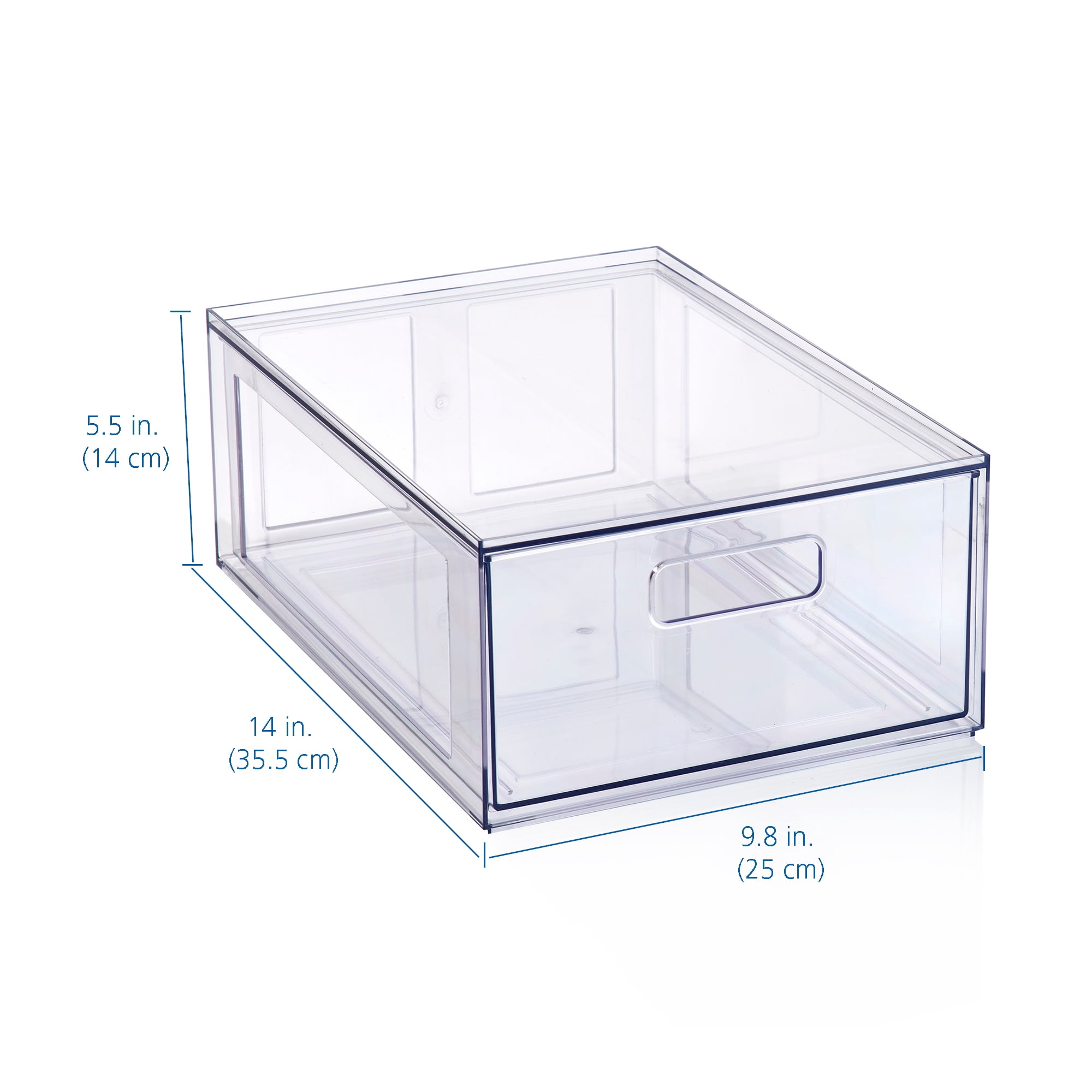 (2 pack) Mainstays Clear Glossy Plastic Pull-Out Closet Drawer Medium Size, Adult Size