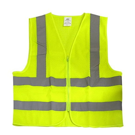 

NEIKO 53958A Mesh High Visibility Safety Vest | X-Large | 2 Reflective Strips and Zipper | Neon Yellow Color