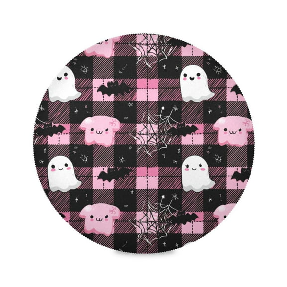 Round Placemats Set of 6 Heat Resistant Washable Kitchen Table Decorations 15.4in Cute Halloween Ghosts