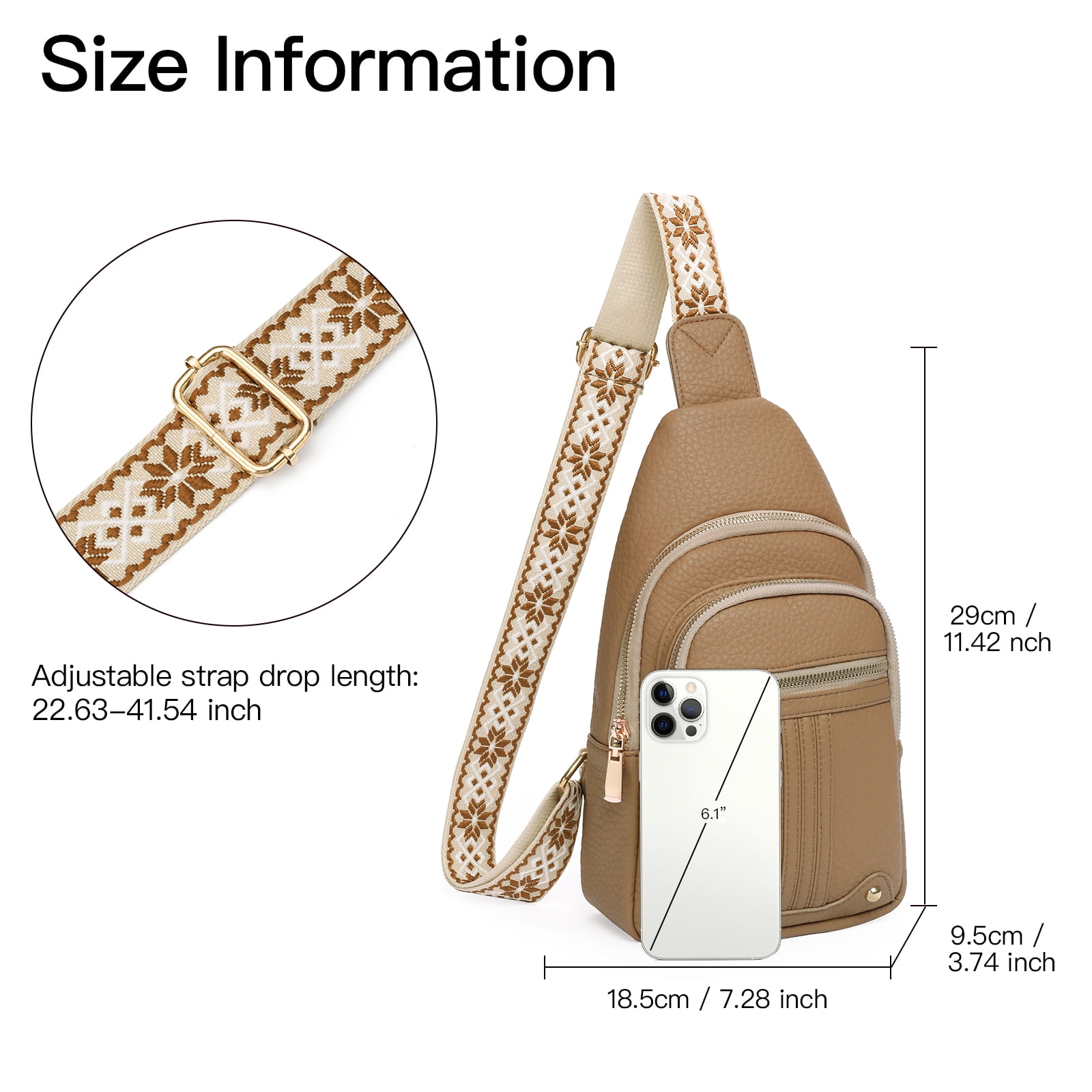 GAEKEAO Crossbody Sling Bag for Women, Travel Leather Crossbody Bags Fanny Packs for Women Small Crossbody Purse Chest Bag