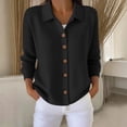 thumbnail image 2 of Sahpxhe Womens Cardigan Sweaters Loose Collared Long Sleeve Button up Knit Cardigan Casual Warm Sweater Coat for Fall Black M, 2 of 6