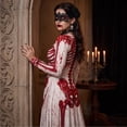 thumbnail image 6 of Meltox Women's Halloween Gothic Maxi Dress V Neck Long Sleeve Fit and Flare Floor Length Party Elegant Vintage Dress for Women Red M, 6 of 8