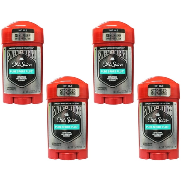 Old Spice Hardest Working Collection Sweat Defense Anti-Perspirant & Deodorant, Pure Sport Plus 2.60 oz (Pack of 4)