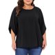 thumbnail image 1 of Blusa casual de verano para mujer de tallas grandes Agnes Orinda con mangas de pétalo, dobladillo curvado y cuello redondo, 2X, negra., 1 of 8