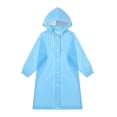 thumbnail image 4 of Kids Thickened Long Rain Poncho Hooded Raincoat with Easy Carry Handle Reusable for Girls Blue One Size, 4 of 4