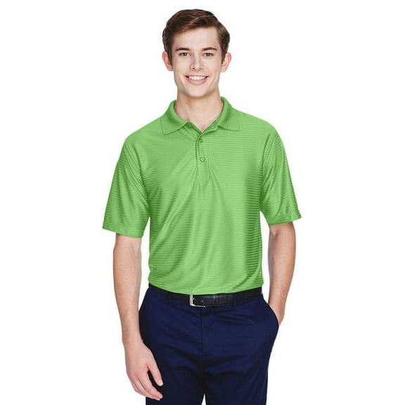 UltraClub Men'S Cool & Dry Elite Tonal Stripe Performance Polo 8413 - Apple Size 2XL