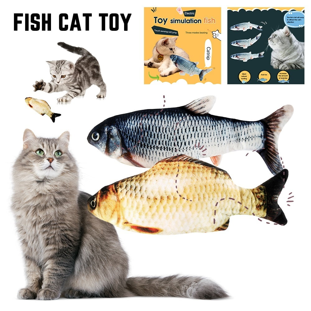 3D Soft Pet Cat 20cm Red Carp Plush Fish Chewing Toys Stuffed Mint Pet Kitten 