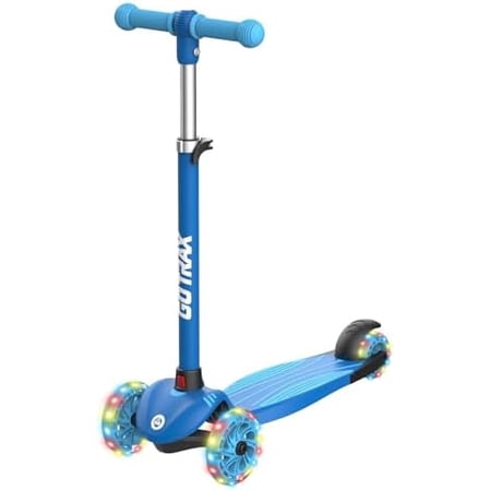 KS1 Kids Kick Scooter, LED Lighted Wheels and 3 Adjustable Height Handlebars, Lean-to-Steer & Widen Anti-Slip Deck, 3 Wheel Scooter for Boys & Girls Ages 2-8 and up to 110 Lbs