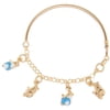 18kt Gold-Plated Sterling Silver Kids' Blue Enamel Elephant Charm Bangle Bracelet, 6