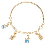 18kt Gold-Plated Sterling Silver Kids' Blue Enamel Elephant Charm Bangle Bracelet, 6