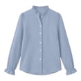 thumbnail image 2 of ClodeEU Women's Ruffle Collar Long Sleeve Button Down Shirt,Elegant Solid Dress Blouse Casual Top ,Women's Plus S, 2 of 4