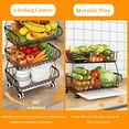 thumbnail image 4 of Fruit Vegetable Storage Basket for Kitchen - 6 tier Stackable Metal Wire Baskets Cart with Rolling Wheels Utility Fruits Rack Produce Snack Organizer Bins for Pantry Bathroom Laundry Bronze, 4 of 13