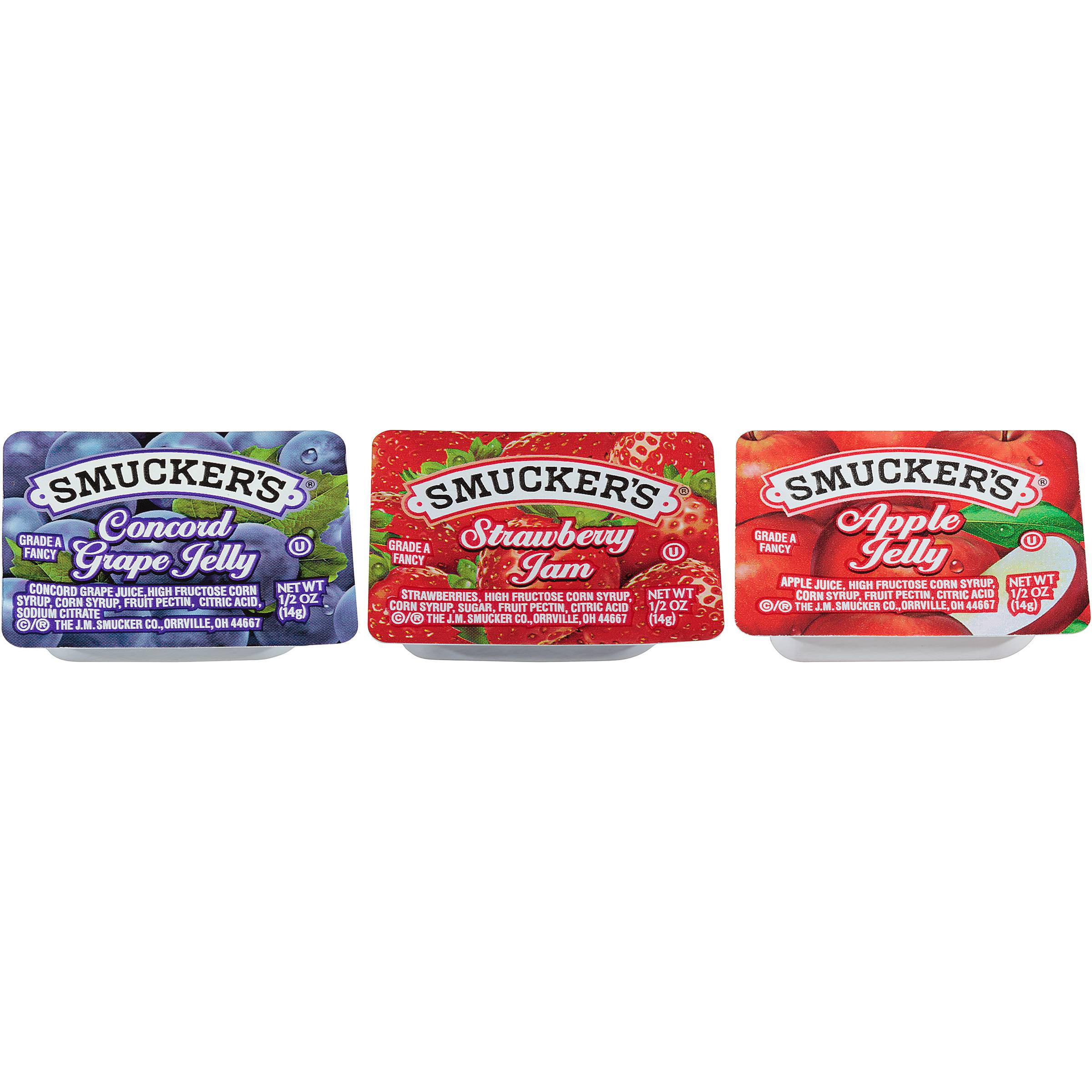 Smuckers Assortment 8 Jelly, 1/2 Ounce 200 per case.