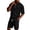 F3-Black, variant on Havenx Men's 2 Piece Waffle Knit Outfit Short Sleeve Button Down Outfits with Pockets Textured Drawstring Sets Loose Athletic Summer Travel Lounge Clothes,Navy 3XL