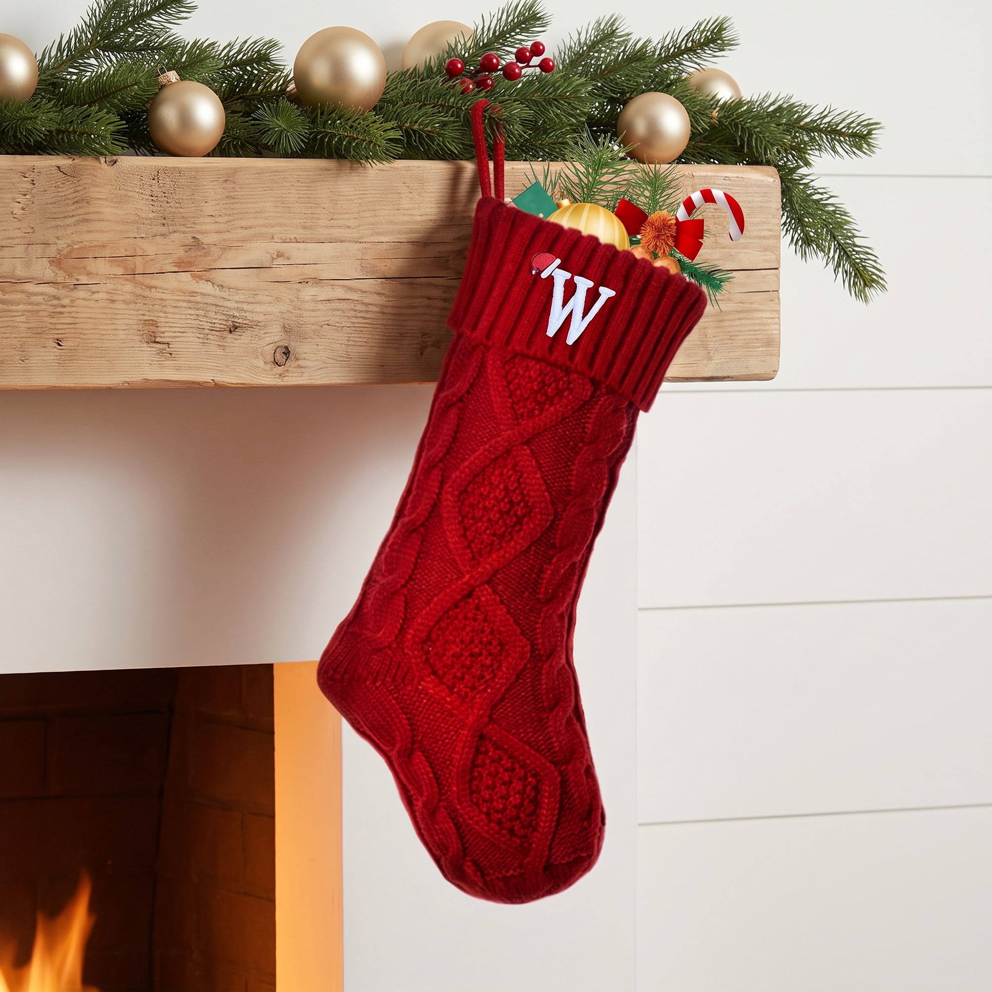 Unique Bargains Canine Bone Christmas Stocking Puppy Keepsake Sack Red Letter W 17"
