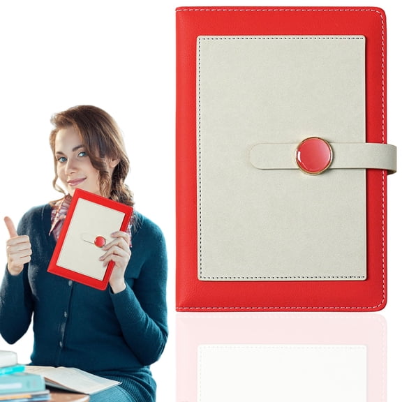 Notebook - PU Leather A5 Journal with Button Closure, Lined Pages for Work School and Home
