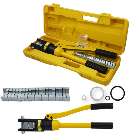 16 Ton Hydraulic Wire Crimper Battery Cable Lug Terminal Crimping Tool with 11 Dies