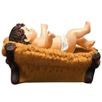 Resin Baby Jesus Statue Light Brown 1Set 4.5x2.8x2in Religious Decoration Home Decor