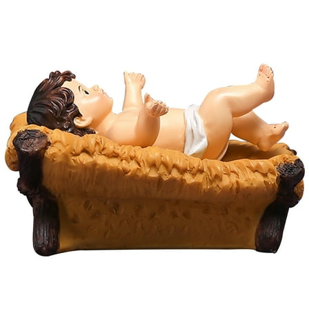 Resin Baby Jesus Statue Light Brown 1Set 4.5x2.8x2in Religious Decoration Home Decor