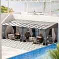thumbnail image 2 of ALAULM 10' x 24' Gazebo，Hard Top Lean to Gazebo Wall Mount Heavy Hardtop Gazebo Outdoor Pergola with Curtains and Netting for Patio Garden Lawn Backyard Deck (Gray), 2 of 6