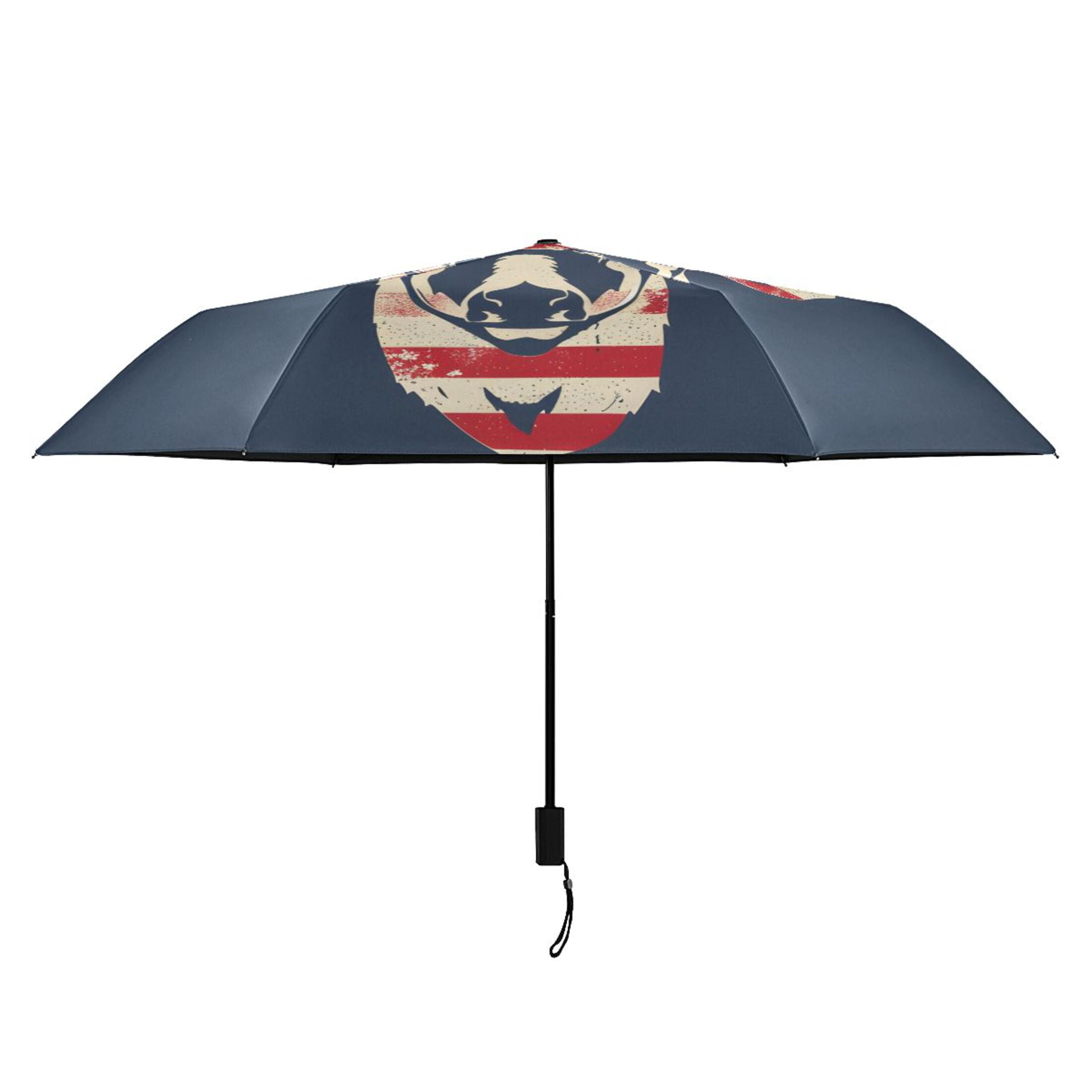 Deer with American Flag Compact Sun Umbrella Windproof Travel Umbrellas for Rain Strong Portable UV Protection