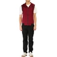thumbnail image 2 of Unique Bargains Men's Sleeveless Zip Up Drawstring Hooded Vest 34 Red, 2 of 7