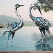 Crane Garden Decor Statue, Blue Heron Garden Statue Metal Yard Art Outdoor Decoy, Garden Sculptures & Statues for Yard/Garden/Lawn/Pond/Outdoor Decoration, 1Pc