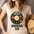 thumbnail image 4 of Joy Around Us Shirt | Wreath Graphic Tee with Ornaments | Unisex Casual T-Shirt, Maroon, Size 2XL, 4 of 6