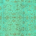 thumbnail image 1 of Ahgly Company Indoor Square Oriental Turquoise Blue Traditional Area Rugs, 8' Square, 1 of 4