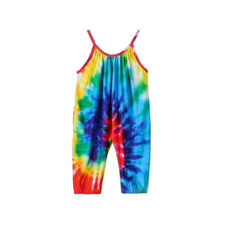 

ZIYIXIN Toddler Kids Baby Girls Tie Dye Strap Romper One Piece Jumpsuit Harem Pants Summer Clothes Colorful F 4-5 Years