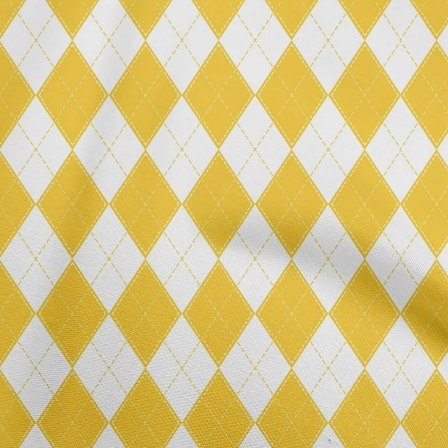 oneOone Cotton Poplin Yellow Fabric Check Argyle Sewing Craft Projects Fabric Prints By Yard 42 Inch Wide