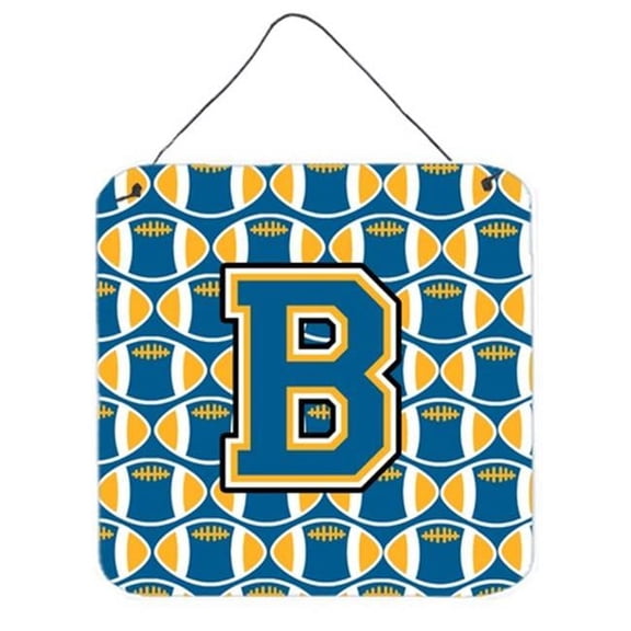 Letter B Football Blue & Gold Wall or Door Hanging Prints, 6 x 0.02 x 6 in.
