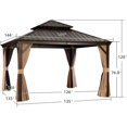 thumbnail image 3 of PURPLE LEAF Gazebo 10' X 14' Outdoor Hardtop Gazebo Galvanized Steel Double Roof Canopy Patio Metal Gazebo Aluminum Frame Permanent Pavilion, 3 of 8