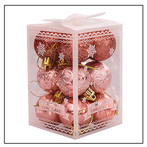 bolas de Navidad, decoraciones de árbol, bombillas de Navidad clásicas inastillables, decoración de coronas navideñasOro rosa1PCS