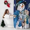 thumbnail image 5 of Navy Blue Snowman Bathroom Shower Curtain Christmas Winter Wreath Snowflake Xmas Waterproof Washable Shower Curtains for Bathtub Bath Decor with Grommets and Hook 72 X 72 Inch, 5 of 8
