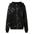 thumbnail image 4 of Womens Zip Up Hoodies Vintage Stars Print Long Sleeve Hoodies with Pocket Fall Casual Lightweight Sweatshirt Women, 4 of 5