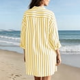 thumbnail image 2 of Lutiedan Womens Button Down Shirt Dresses Long Sleeve Collared V Neck Striped Dress Summer Side Split Casual Mini Dress, 2 of 7