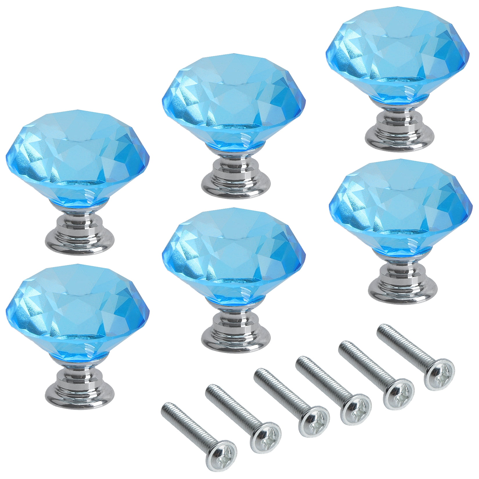 Penck Crystal Drawer Pulls, Drawer Glass Knobs 30 mm Cabinets Diamond Knobs  for Kitchen Bathroom,6PCS, Light Blue - Walmart.com