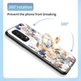 thumbnail image 3 of Nalacover for Oneplus Nord N200 5G Slim Case,Exquisite Floral Pattern 360 Rotating Diamond Ring Holder Anti-Scratch Soft TPU Silicone Bumper Rubber Tempered Glass Back Cover.White Floral, 3 of 9