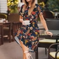 thumbnail image 3 of Easygdp Vintage Floral para Vestido Transpirable de Mujer, Vestido Suelto de Manga Corta con Pliegues y Bolsillos para el Verano, 3 of 6