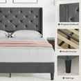 thumbnail image 5 of Wood Bed Frame with Wingback, Upholstered Platform Bed with Diamond Tufted Headboard, 5 of 8