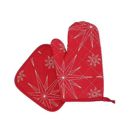 

Fabiurt Christmas Decorative Christmas Household Kitchen Supplies Microwave Oven Gloves Insulation Pad Set Decor