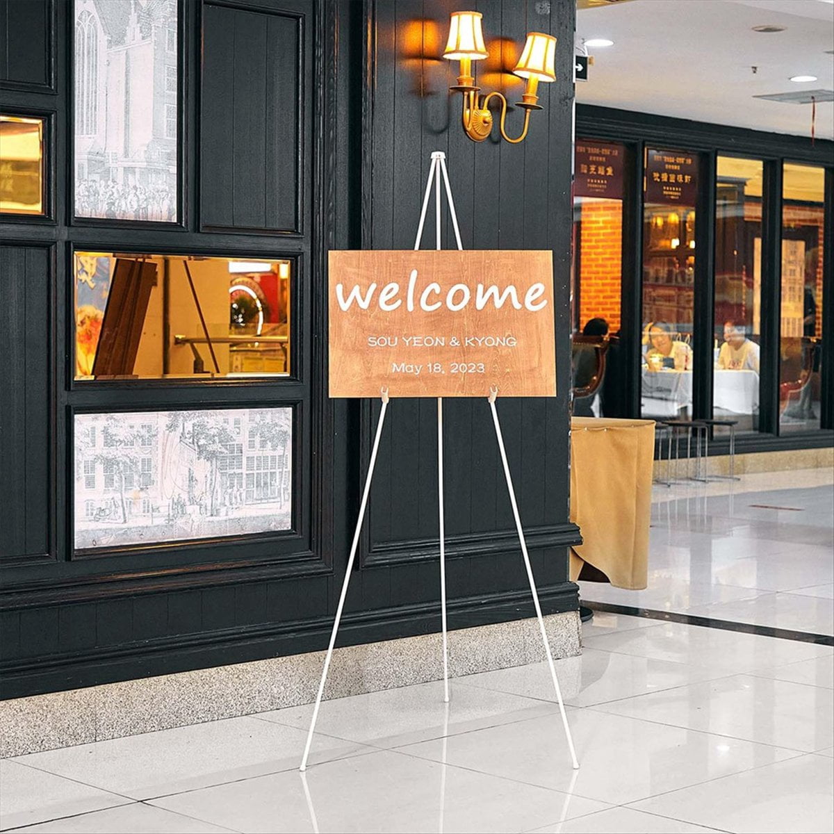 White Easel Stand for Display Wedding Sign & Poster-63InTall Easels for Display Holder-Collapsable Portable Poster Easel