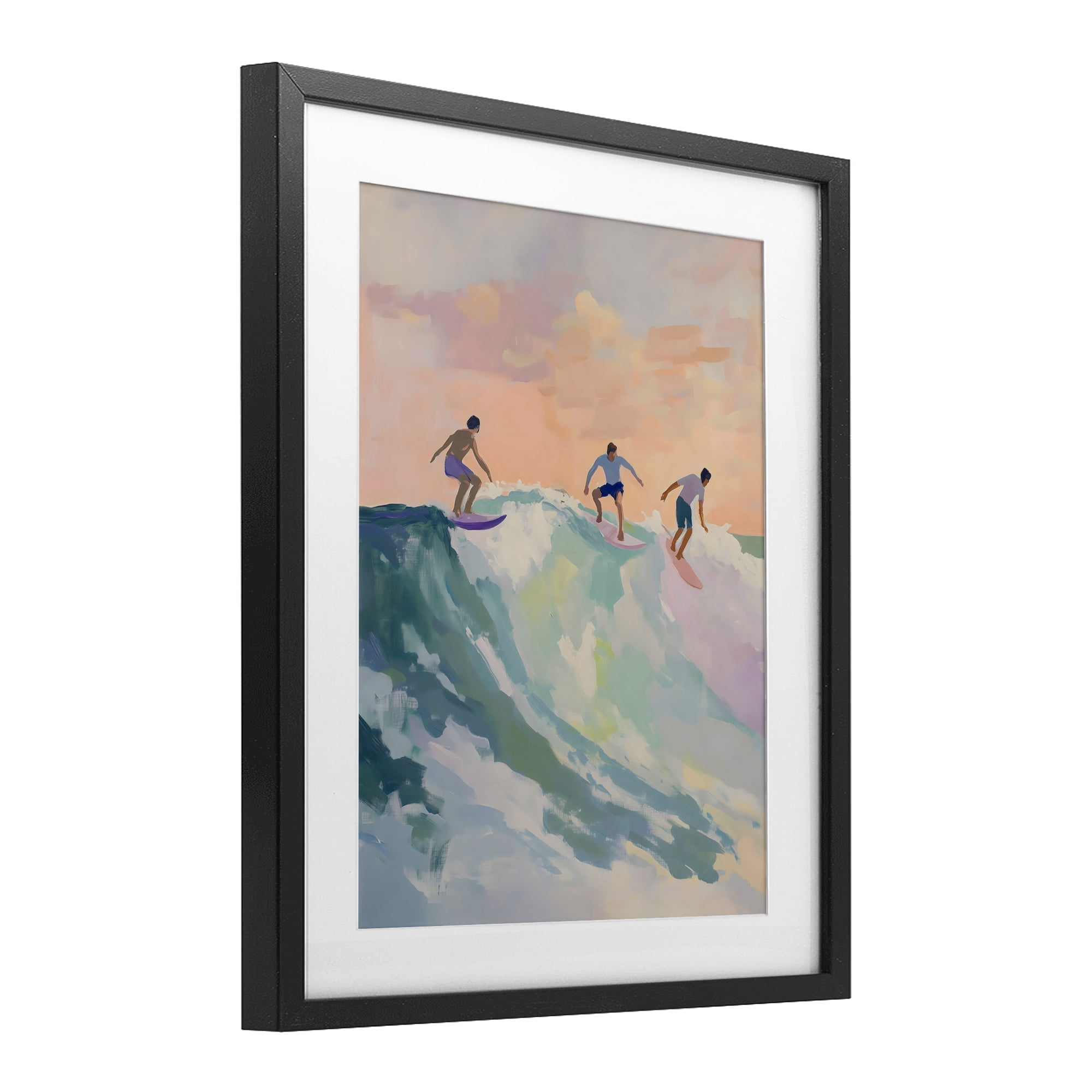 Stupell Industries Group of Surfers at Sunset Black Framed Print Under Glass, design by The Prints Vibe