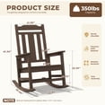 thumbnail image 3 of SERWALL Oversized Outdoor Rocking Chair for Adults, HDPE All Weather Patio Rockers for Porch Garden Lawn, Coffee, 3 of 9